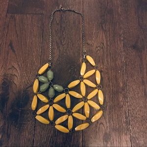J Crew bib necklace mustard/jade HTF worn